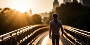 A young man walks across a bridge into the sunshine employment programs